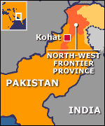 Map showing Kohat in NWFP